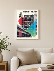 Trellick Tower Brutalist Wall Art Print - white framed