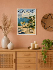 Newport Yacht Club Coastal Wall Art Print - white framed