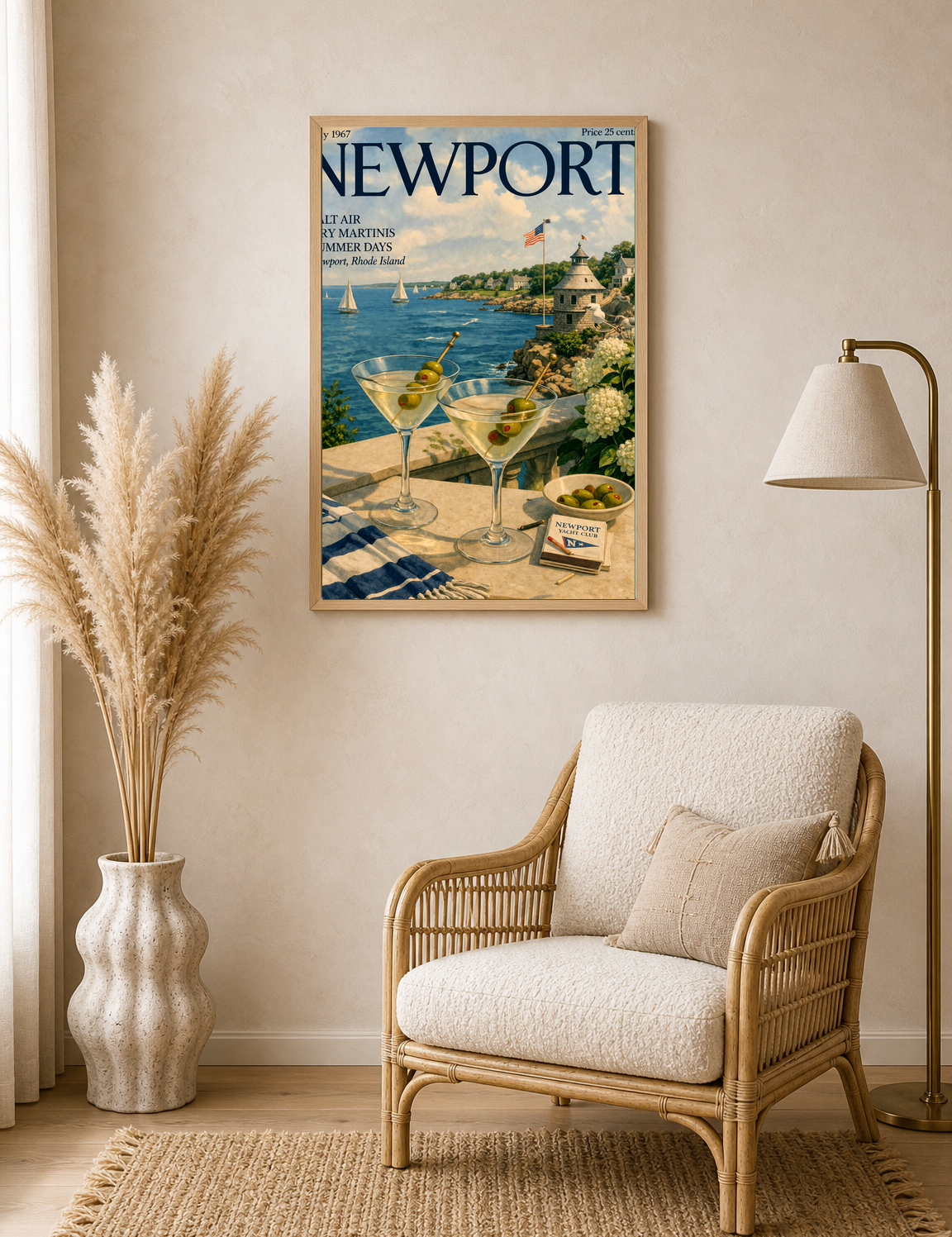 Newport Yacht Club Coastal Wall Art Print - wood framed poster