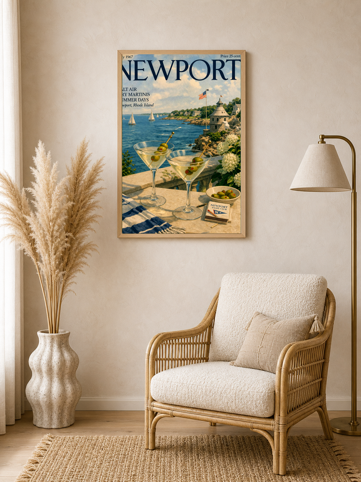 Newport Yacht Club Coastal Wall Art Print - wood framed poster