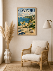 Newport Yacht Club Coastal Wall Art Print - wood framed poster