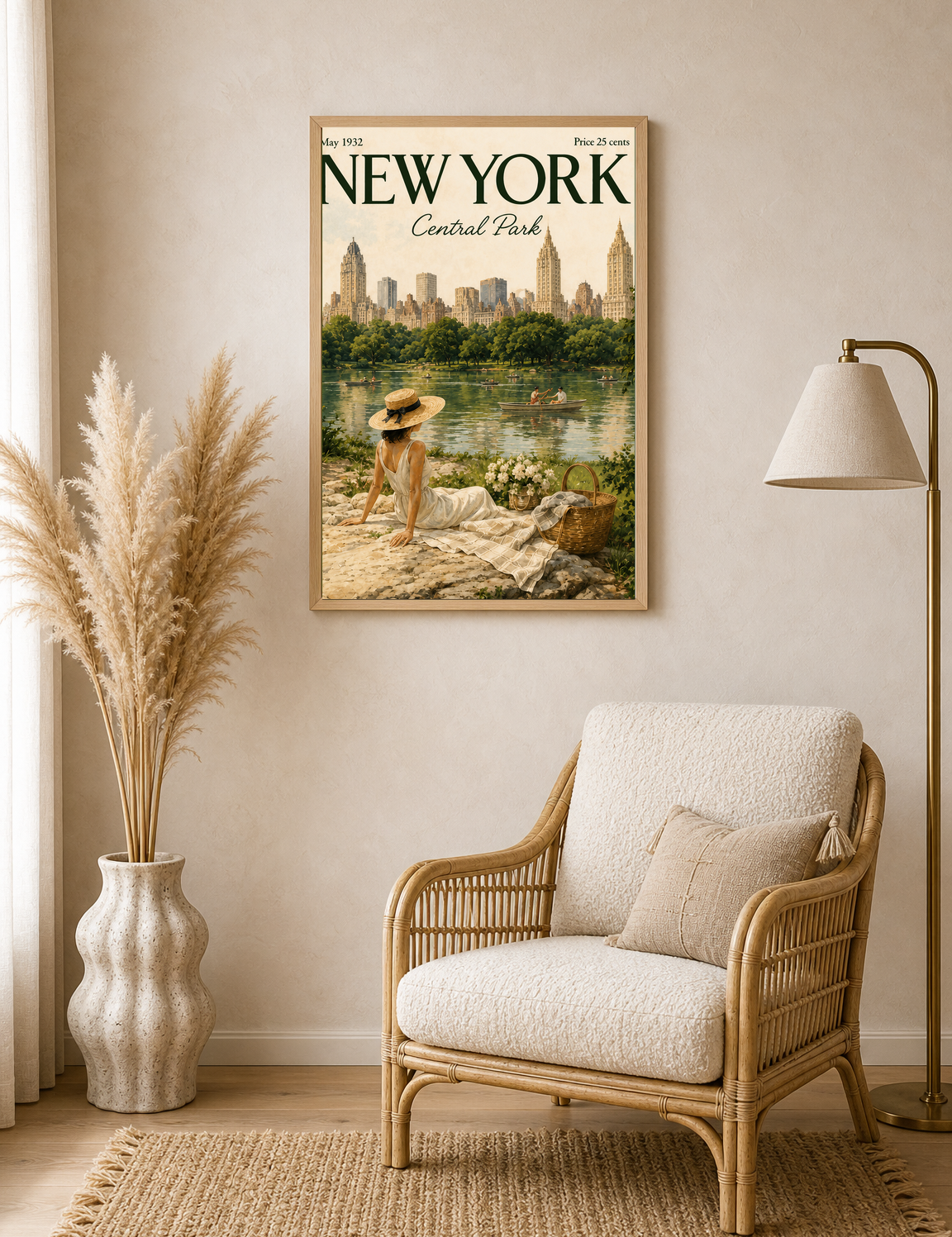 New York Central Park 1932 Wall Art Print - wood framed poster