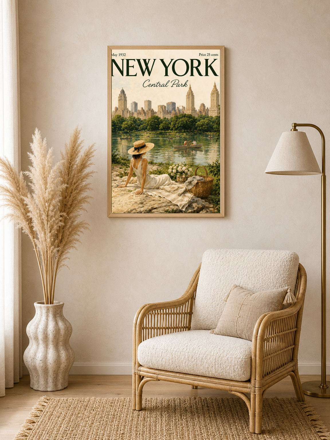 New York Central Park 1932 Wall Art Print - wood framed poster