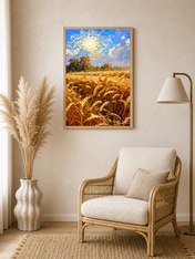 Golden Wheat Field Islamic Calligraphy Wall Art Print - wood framed poster