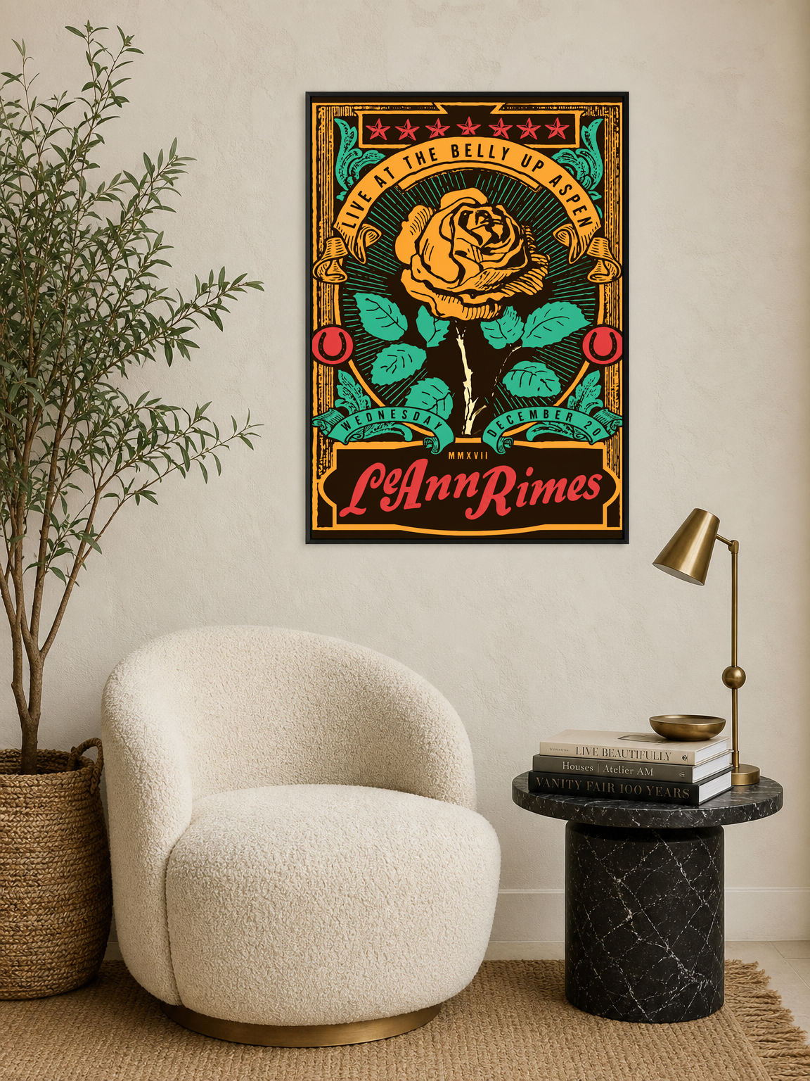 LeAnn Rimes Vintage Concert Wall Art Print - black framed