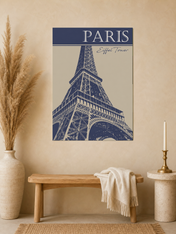 Paris Eiffel Tower Blue Wall Art Print - unframed mockup