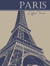 Paris Eiffel Tower Blue Wall Art Print - unframed