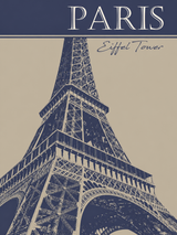 Paris Eiffel Tower Blue Wall Art Print