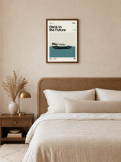 Back to the Future DeLorean Wall Art Print - dark wood framed