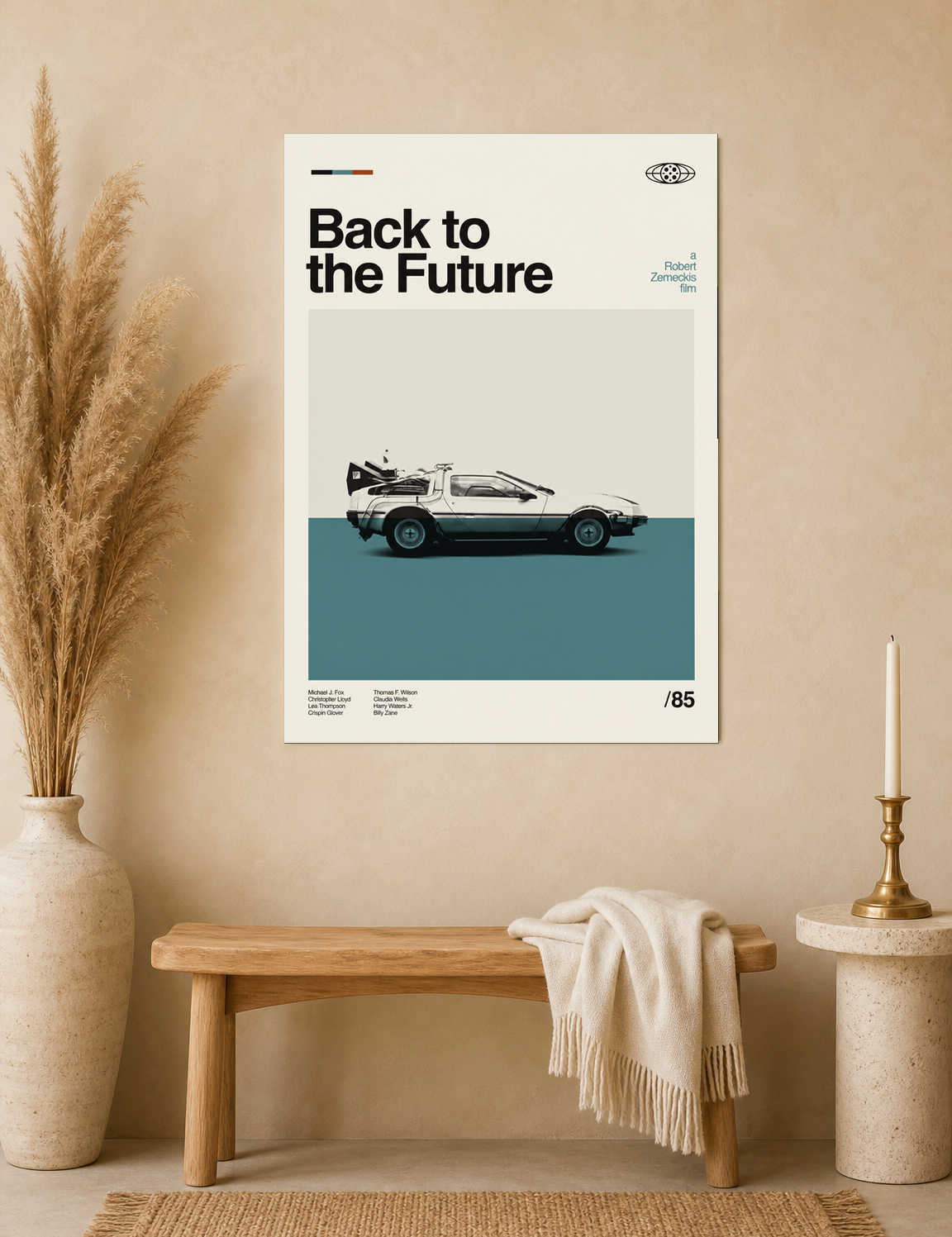 Back to the Future DeLorean Wall Art Print - unframed mockup