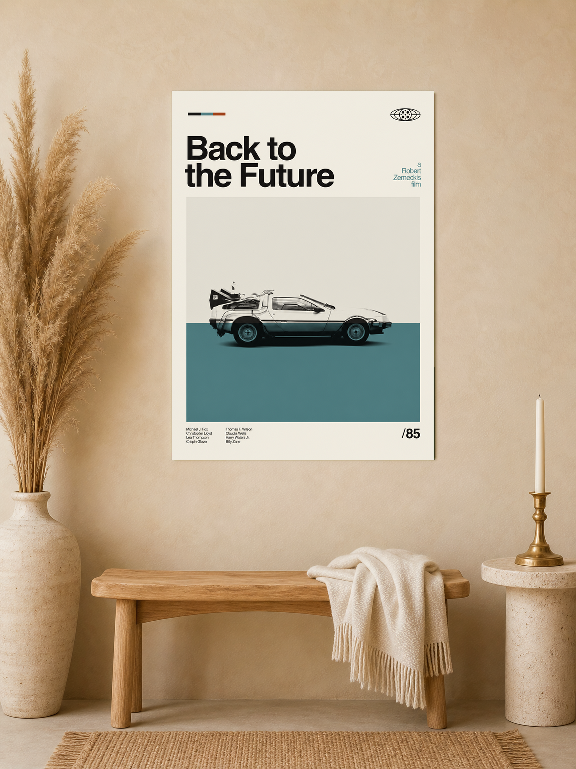Back to the Future DeLorean Wall Art Print - unframed mockup