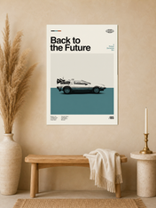 Back to the Future DeLorean Wall Art Print - unframed mockup