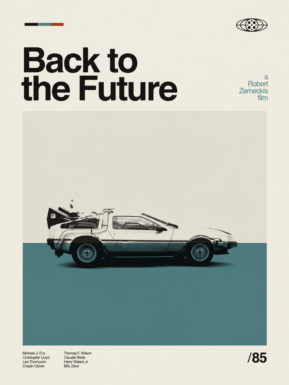 Back to the Future DeLorean Wall Art Print - unframed