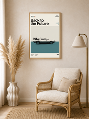 Back to the Future DeLorean Wall Art Print - wood framed poster