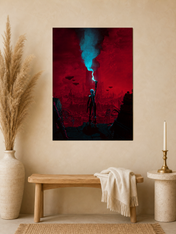 Cyberpunk Signal Cityscape Wall Art Print - unframed mockup