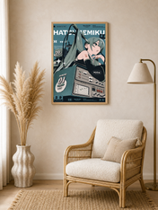 Hatsune Miku Retro Tech Poster Wall Art Print - wood framed poster