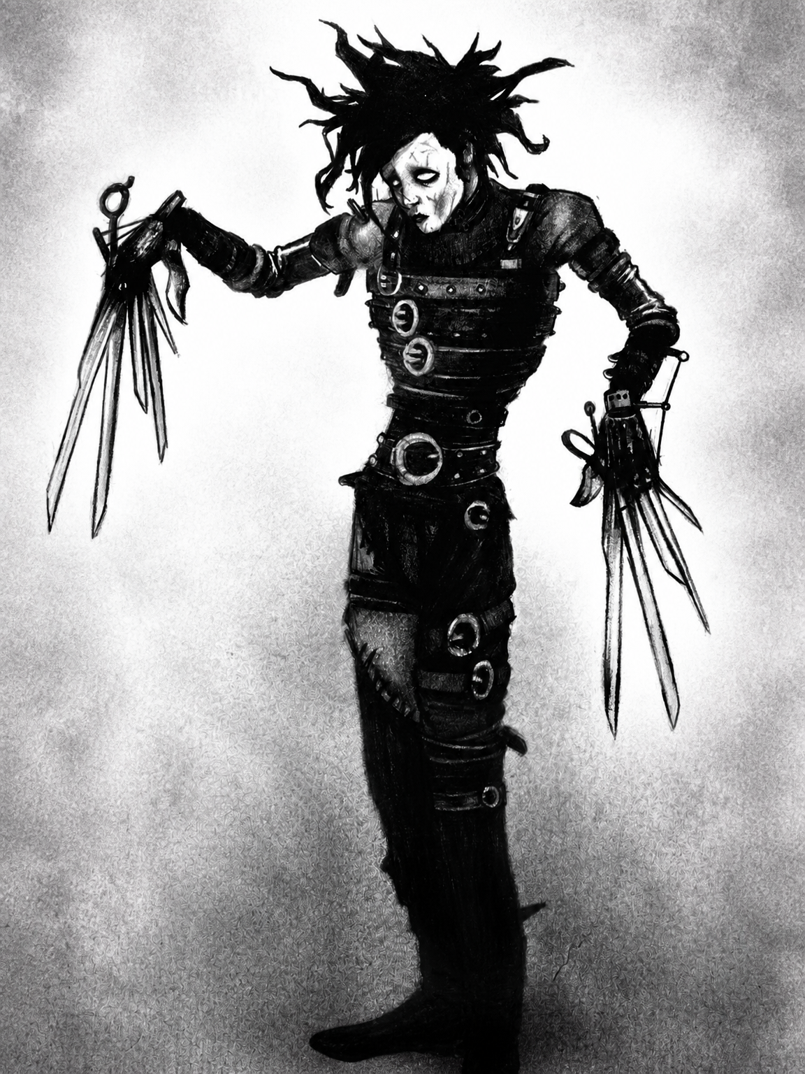 Gothic Scissor-Hand Figure Wall Art Print - unframed