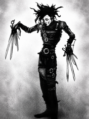 Gothic Scissor-Hand Figure Wall Art Print - unframed