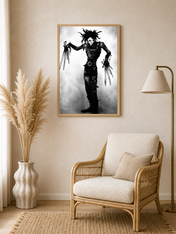 Gothic Scissor-Hand Figure Wall Art Print - wood framed poster