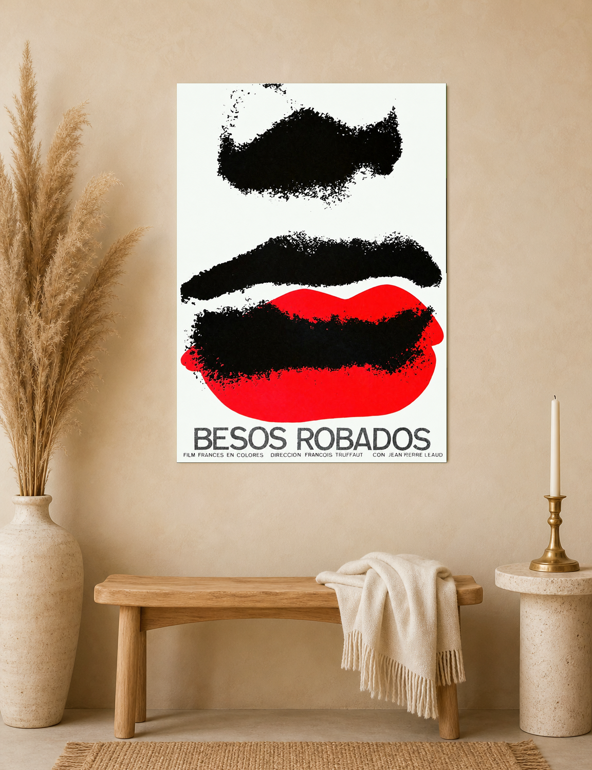 Besos Robados Minimal Lips Wall Art Print - unframed mockup