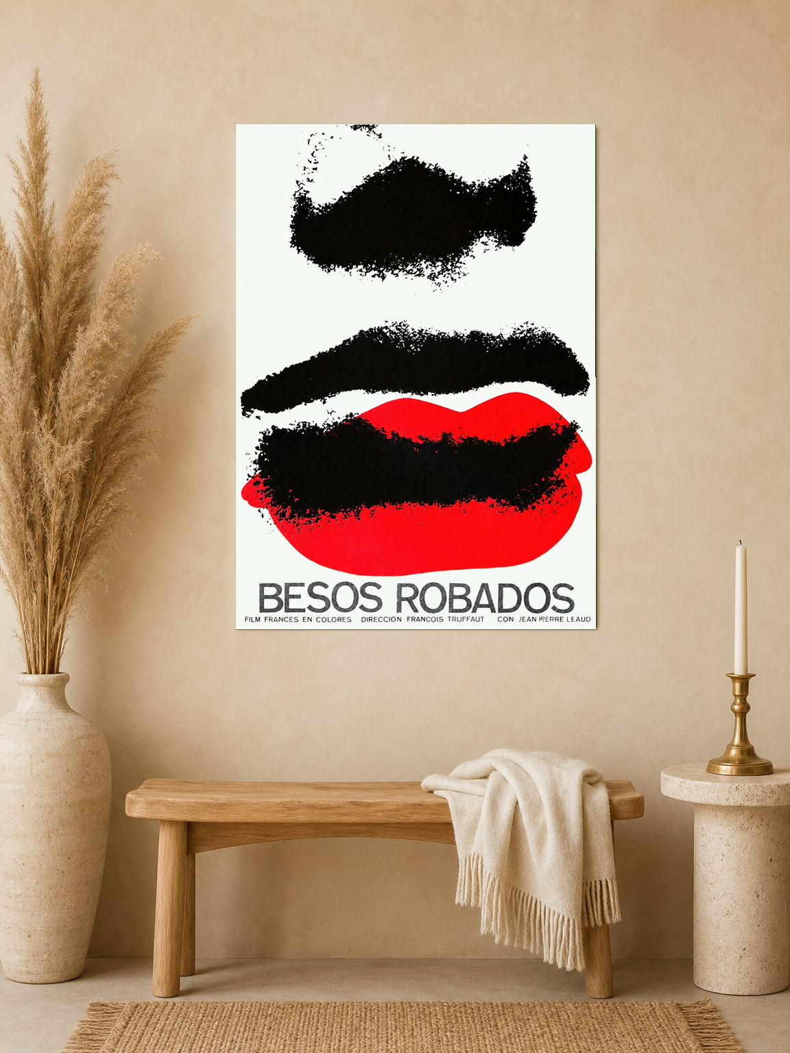 Besos Robados Minimal Lips Wall Art Print - unframed mockup