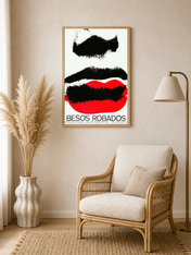 Besos Robados Minimal Lips Wall Art Print - wood framed poster