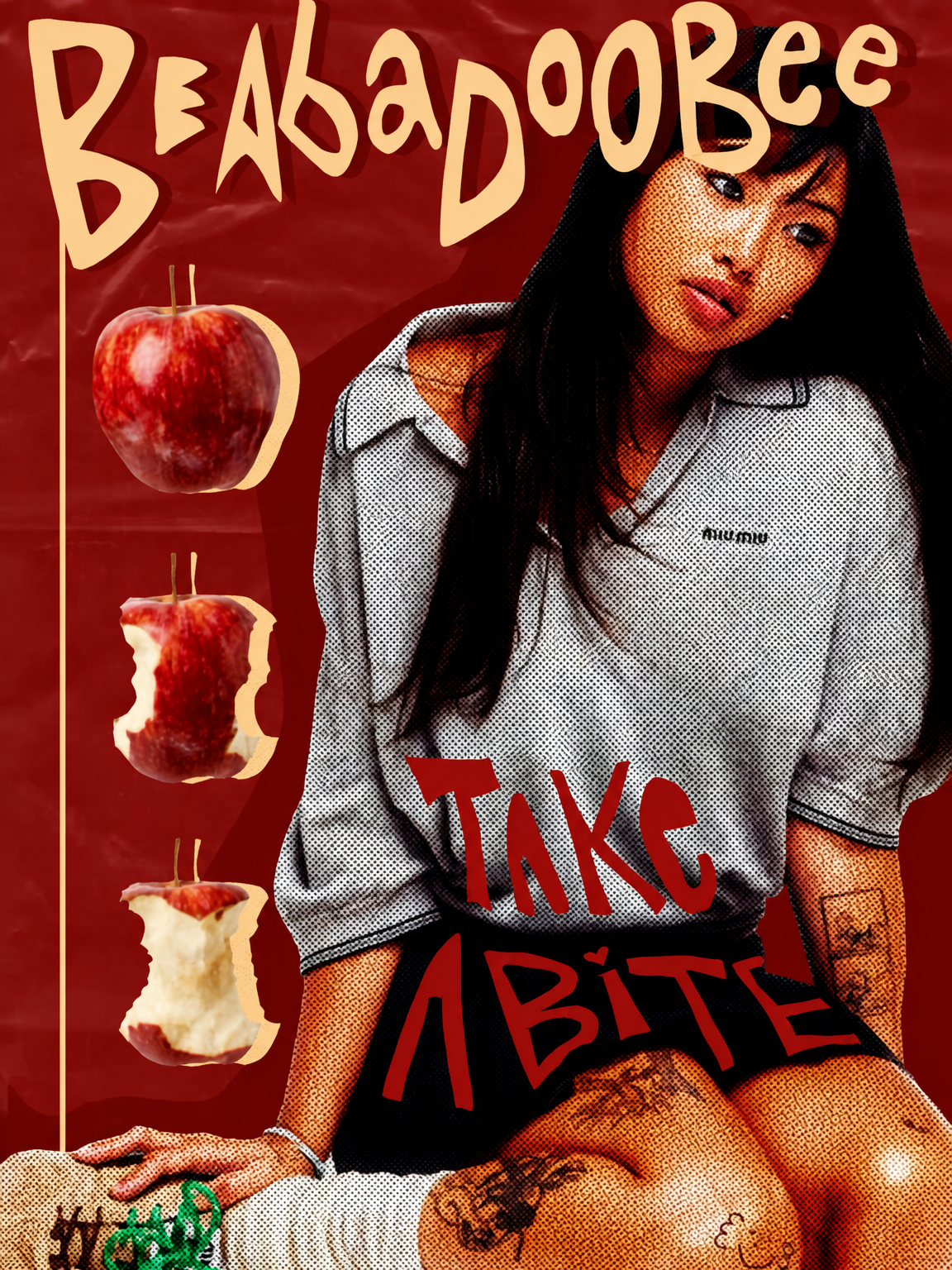 Indie Pop Portrait Wall Art Print "Take A Bite" - unframed