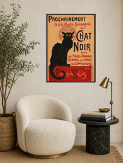 Le Chat Noir Vintage French Wall Art Print - black framed