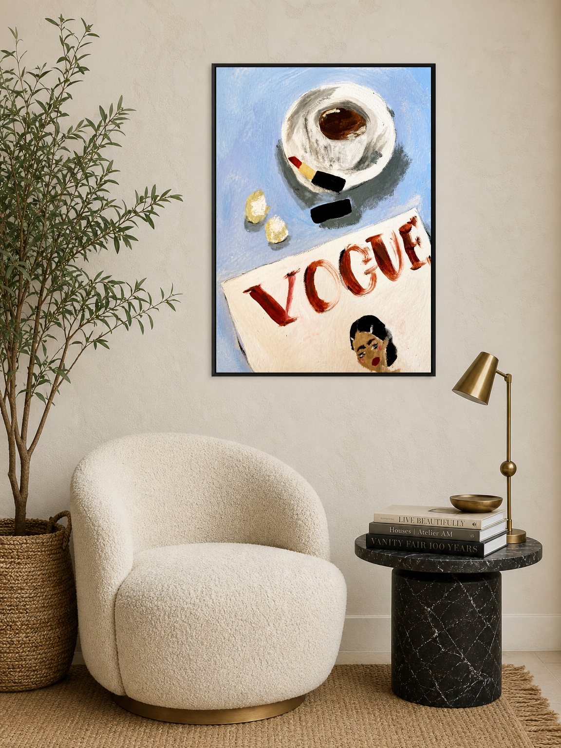 Vogue Coffee Table Fashion Wall Art Print - black framed