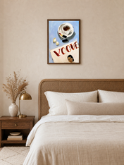Vogue Coffee Table Fashion Wall Art Print - dark wood framed