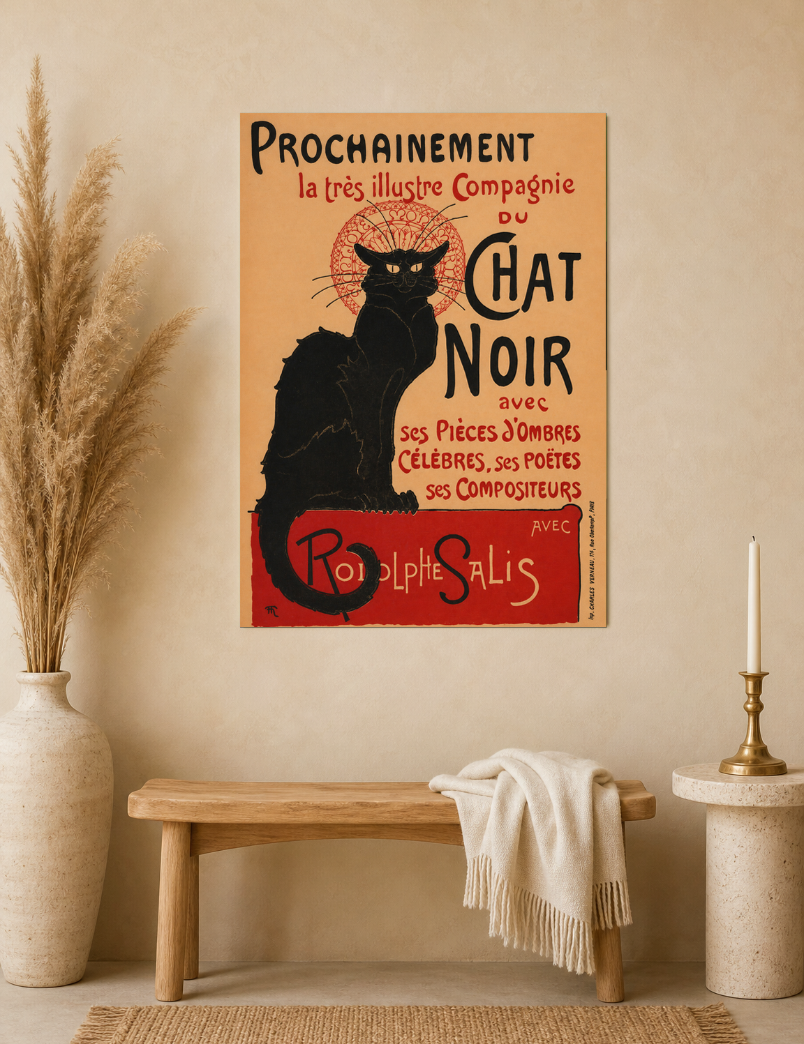Le Chat Noir Vintage French Wall Art Print - unframed mockup