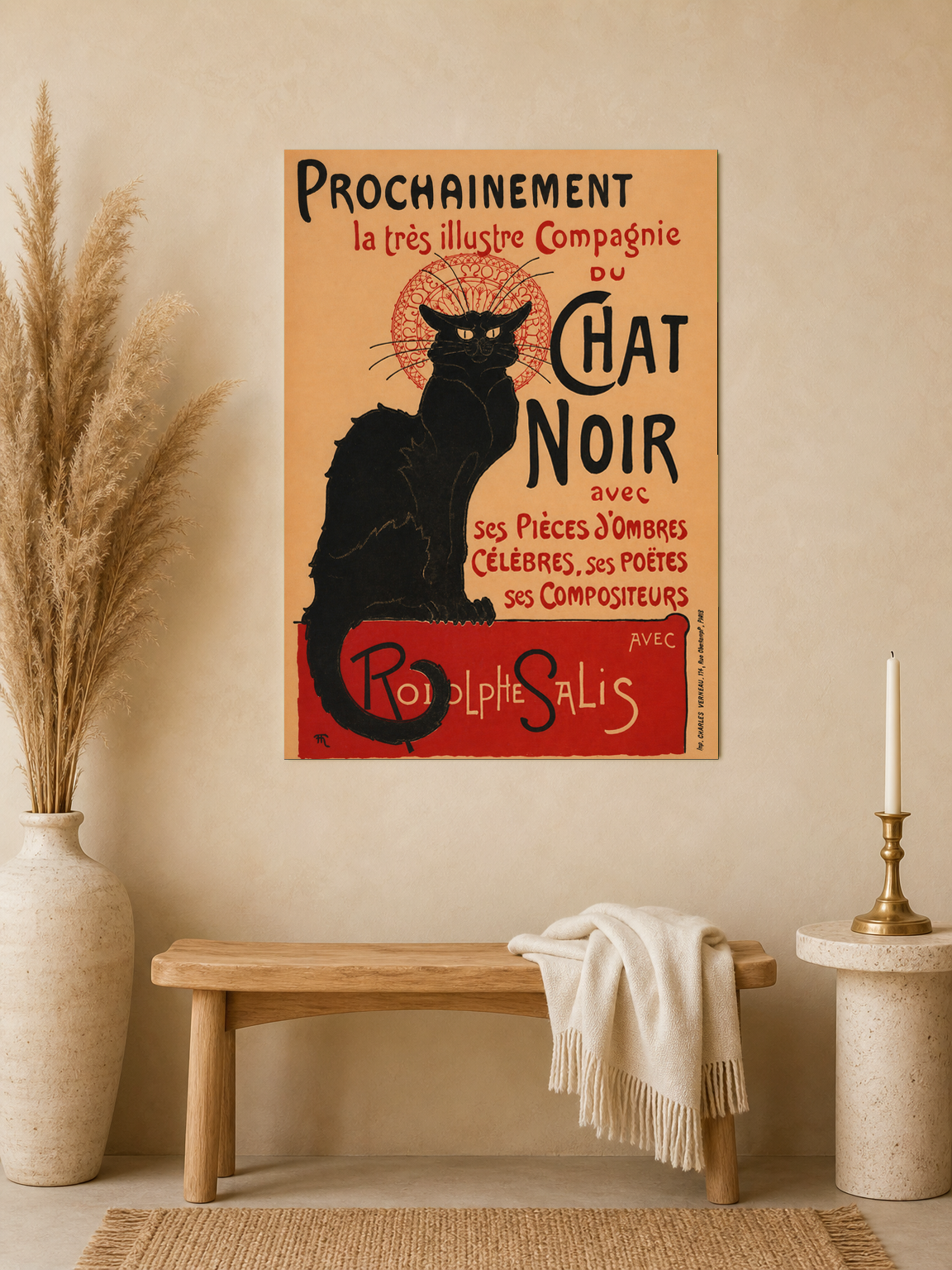 Le Chat Noir Vintage French Wall Art Print - unframed mockup