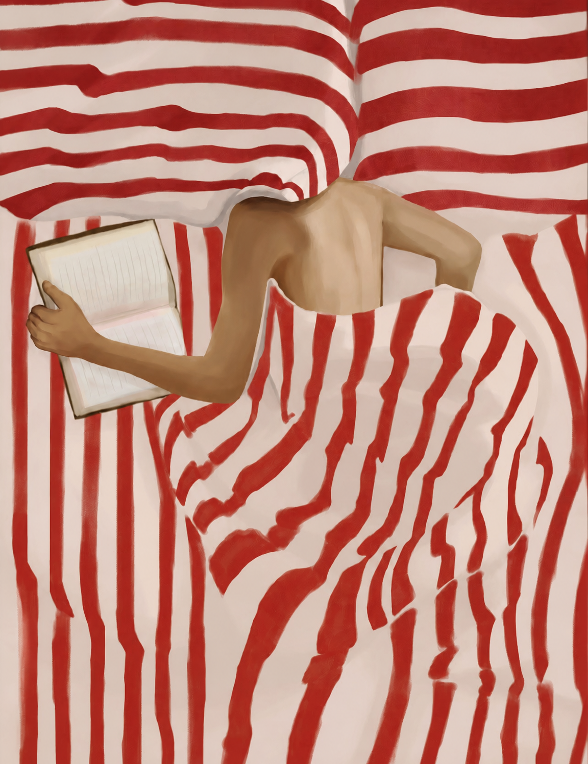 Abstract Red Stripe Reader Wall Art Print - unframed