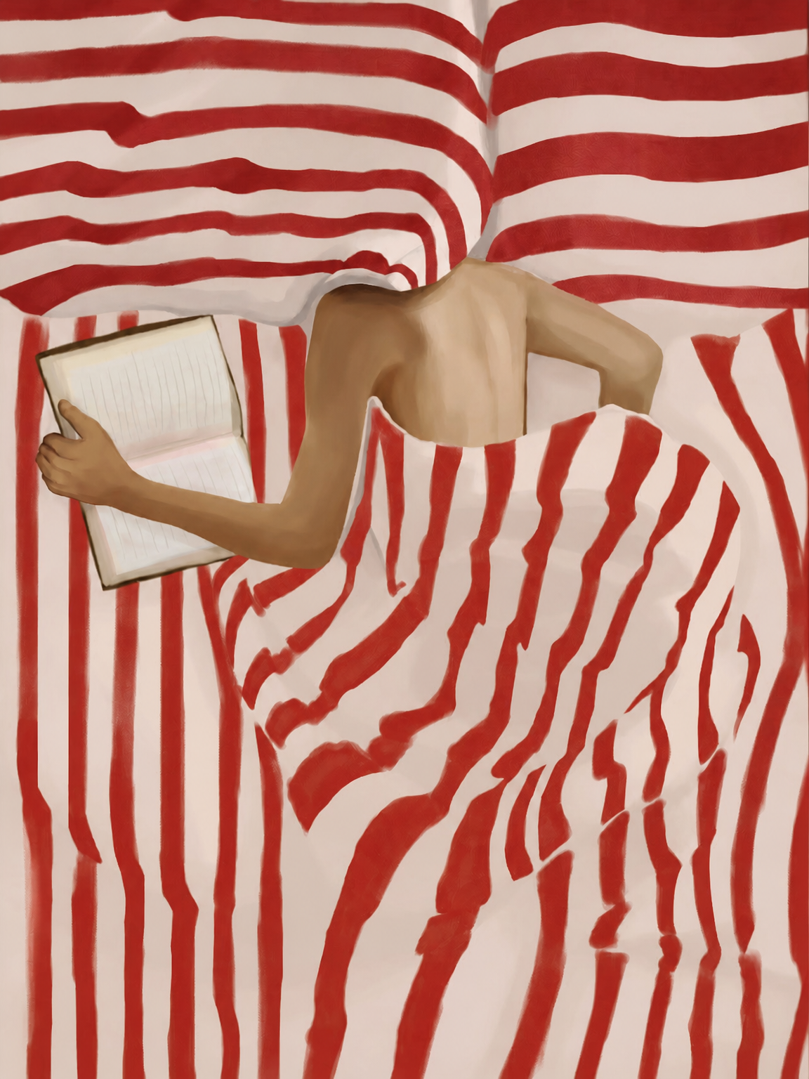 Abstract Red Stripe Reader Wall Art Print - unframed