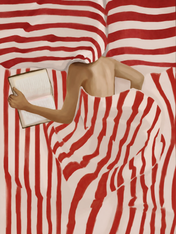 Abstract Red Stripe Reader Wall Art Print - unframed