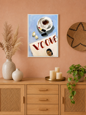 Vogue Coffee Table Fashion Wall Art Print - white framed