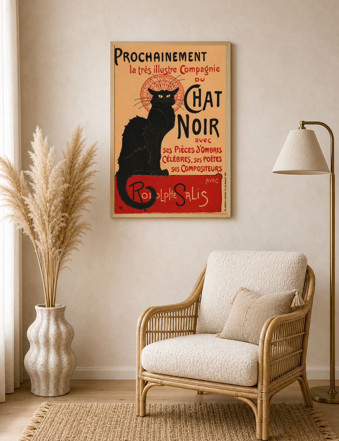 Le Chat Noir Vintage French Wall Art Print - wood framed poster
