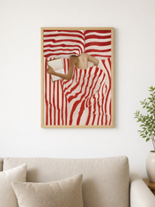 Abstract Red Stripe Reader Wall Art Print - wood framed poster