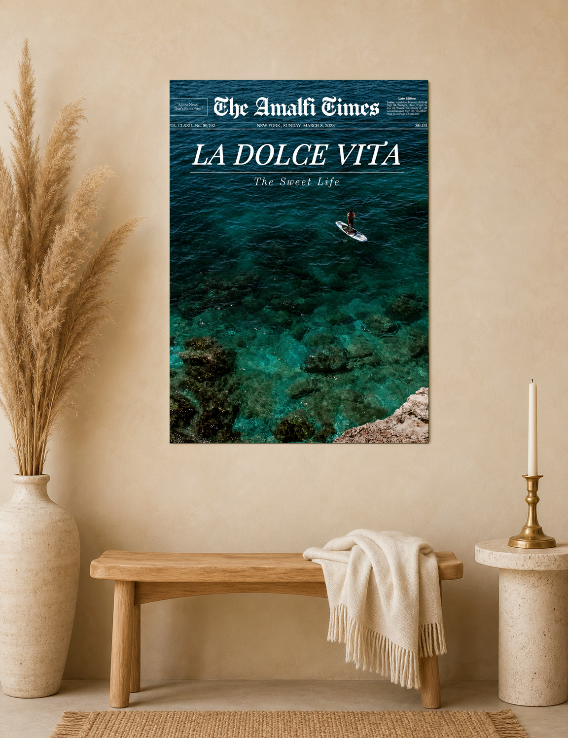 La Dolce Vita Amalfi Coast Wall Art Print - unframed mockup