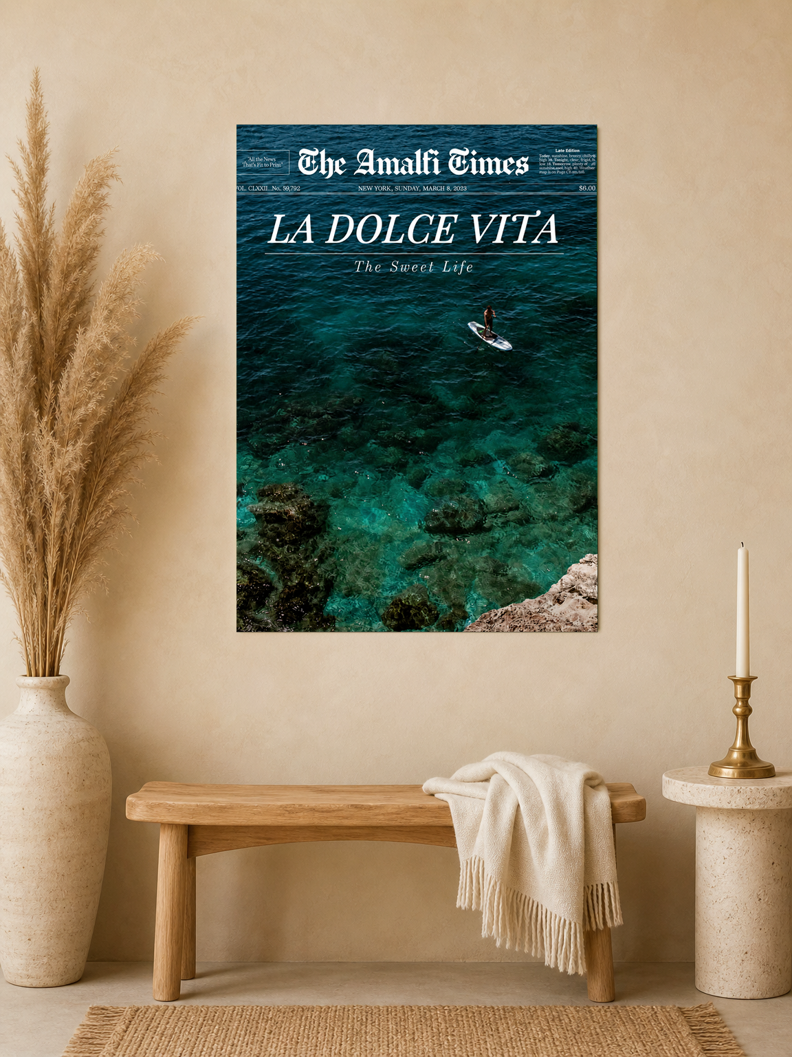 La Dolce Vita Amalfi Coast Wall Art Print - unframed mockup