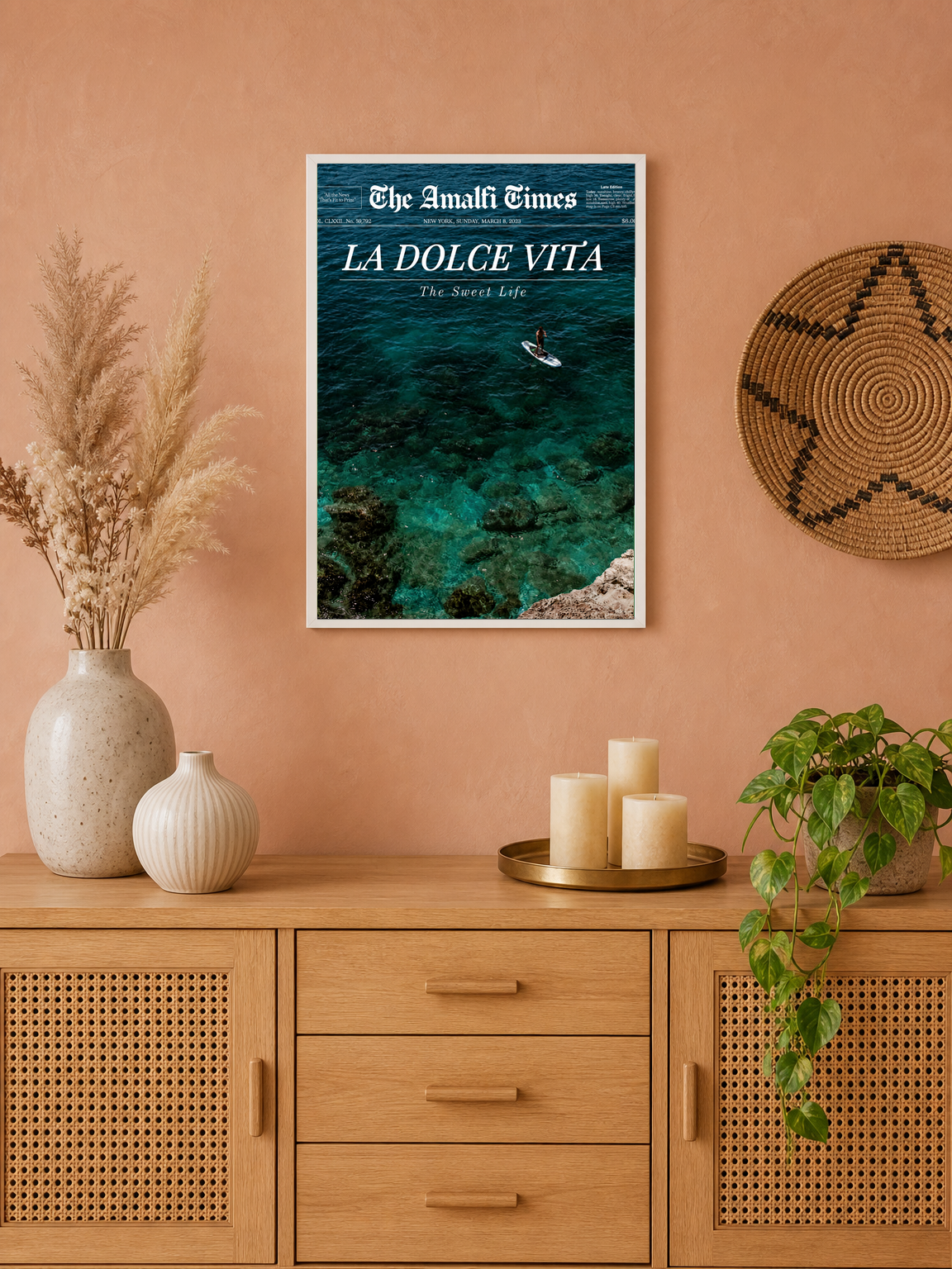 La Dolce Vita Amalfi Coast Wall Art Print - white framed