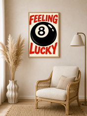 Feeling Lucky 8 Ball Retro Wall Art Print - wood framed poster