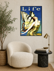 Art Deco Butterfly Life Wall Art Print - black framed
