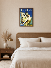 Art Deco Butterfly Life Wall Art Print - dark wood framed