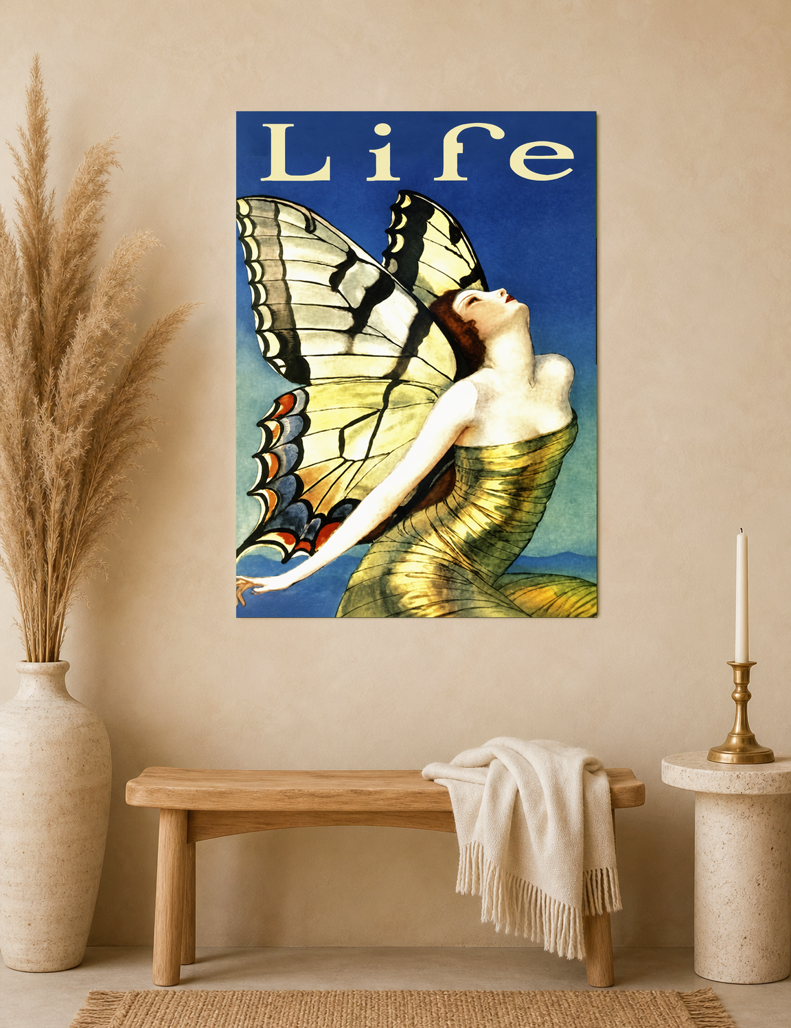 Art Deco Butterfly Life Wall Art Print - unframed mockup