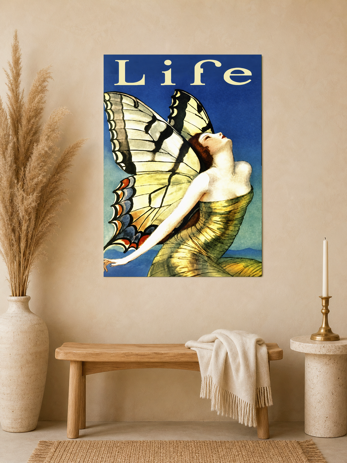 Art Deco Butterfly Life Wall Art Print - unframed mockup