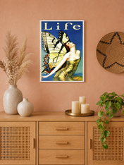 Art Deco Butterfly Life Wall Art Print - white framed