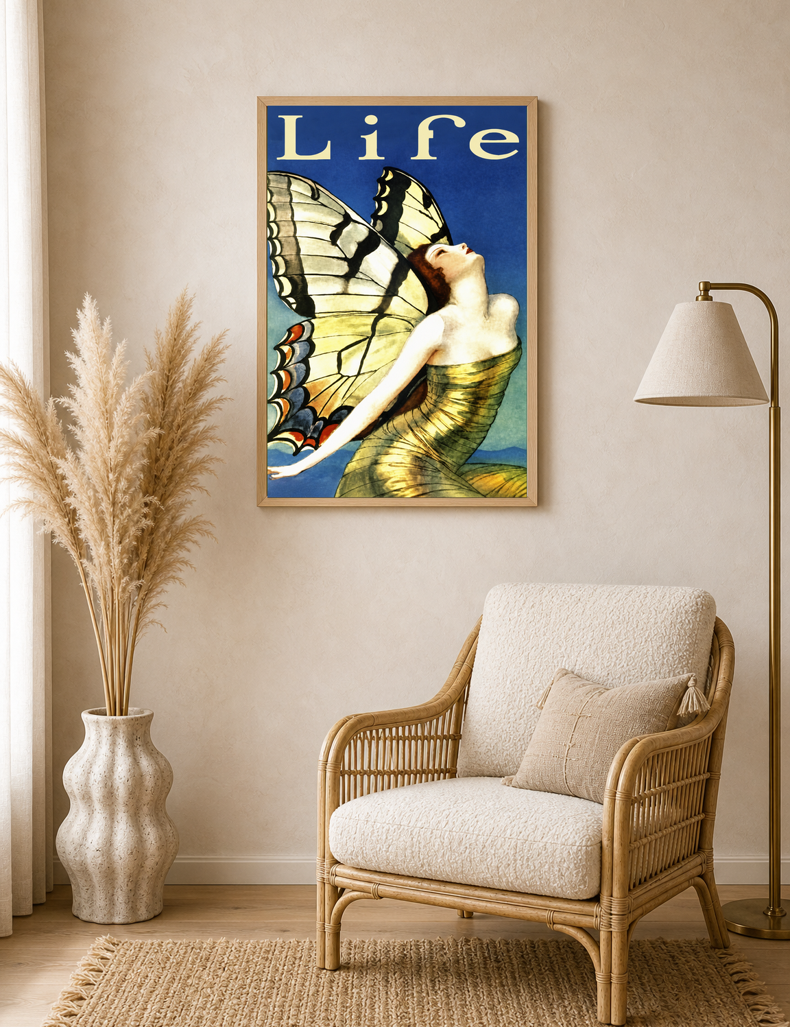 Art Deco Butterfly Life Wall Art Print - wood framed poster