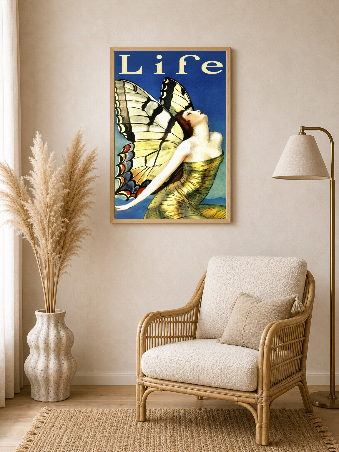 Art Deco Butterfly Life Wall Art Print - wood framed poster