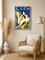 Art Deco Butterfly Life Wall Art Print - wood framed poster